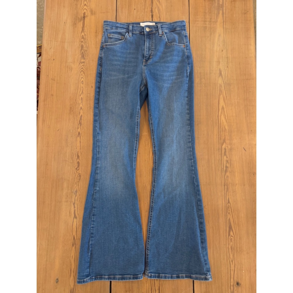 Topshop Jamie Flare Jeans High Waisted Blue Denim 30x30 Womens Flare Leg Stretch